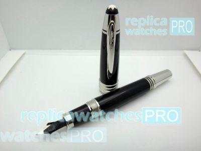 Copy Mont Blanc JFK Fountain Pen Black & Sliver Clip For Sale